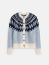 Alex Mill Ashwood Fair Isle Recycled Intarsia-knit Cardigan In Frosty Blue Combo