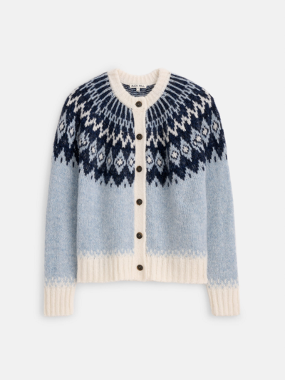 Alex Mill Ashwood Fair Isle Recycled Intarsia-knit Cardigan In Frosty Blue Combo