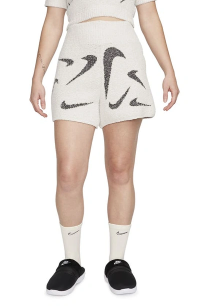 Nike Women's  Sportswear Phoenix Cozy Bouclã© High-waisted Slim 4" Knit Shorts In Earth/light Orewood Brown