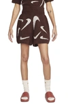 Nike Women's  Sportswear Phoenix Cozy Bouclã© High-waisted Slim 4" Knit Shorts In Brown