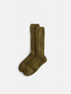 Alex Mill Cable Sock In Cashmere Cotton In Olive Dunn