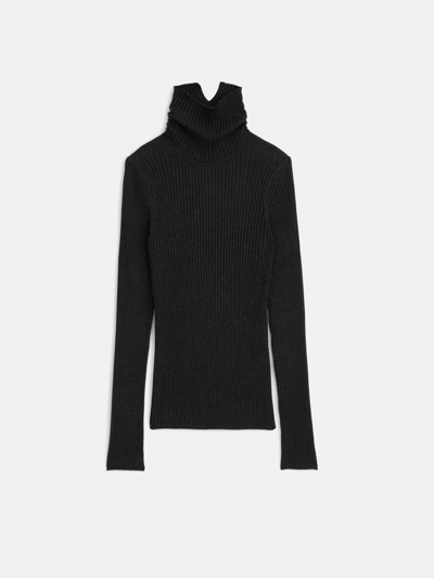 Alex Mill Christy Ribbed Turtleneck In Charcoal
