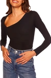 Susana Monaco Laurene Diagonal Neck Top In Black