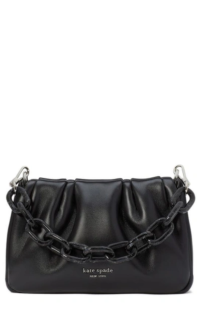 Kate Spade Ruched Leather Crossbody Bag In Black