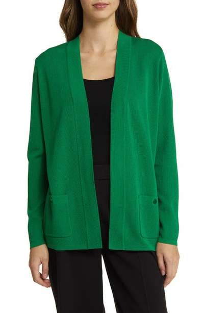 Anne Klein Malibu Open Front Cardigan In Green