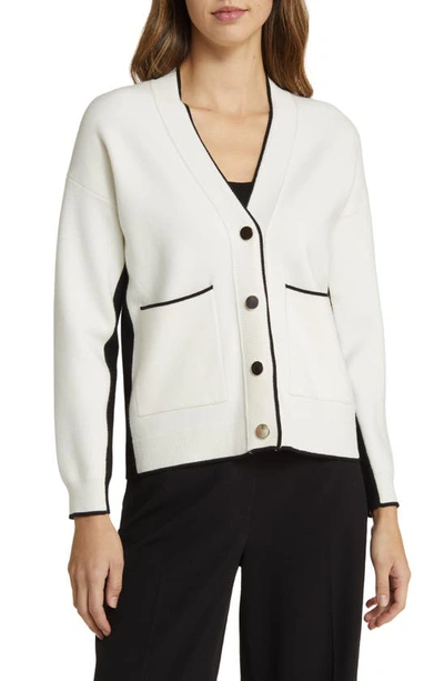 Anne Klein Jacquard Cardigan In Anne White,anne Black