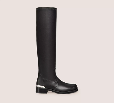 Stuart Weitzman Mercer Bold Sw Logo Slouch Boot Knee-high In Black