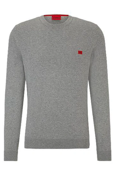 Hugo Organic-cotton Sweater With Red Logo Label