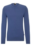 Hugo Boss Micro-structured Crew-neck Sweater In Cotton