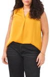 VINCE CAMUTO V-NECK RUMPLE SATIN BLOUSE