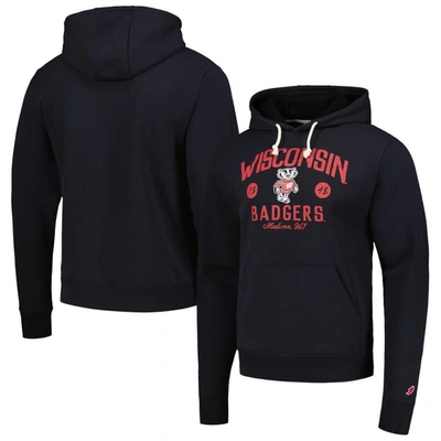 League Collegiate Wear Black Wisconsin Badgers Bendy Arch Essential Pullover Hoodie