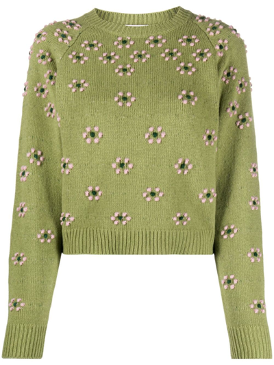 Kenzo Pull Popcorn Fair Isle Femme Vert In Green