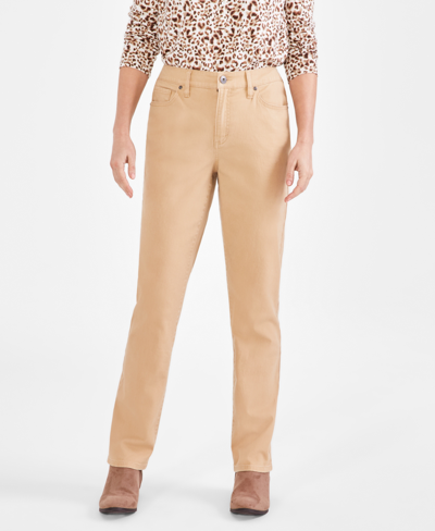 Style & Co Petite High Rise Natural Straight-leg Jeans, Created For Macy's In Downing Sand