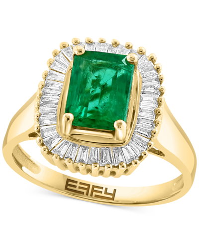 Effy Collection Brasilica By Effy Emerald (1-3/8 Ct. T.w.) And Diamond (1/2 Ct. T.w.) Ring In 14k Yellow Gold Or 14k In Emerald,yellow Gold