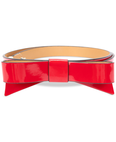 Kate Spade Women's Patent Leather Bow Belt In Engine Red