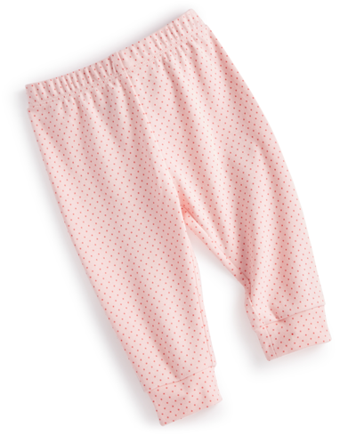 First Impressions Baby Girls Dot Jogger Pants, Created For Macy's In Creamy Berry