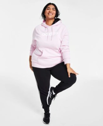Adidas Originals Plus Size Hoodie Three Stripe Jogger Pants In Clear Pink