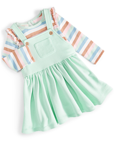 First Impressions Baby Girls Stripe Shirt And Skirtall, 2 Piece Set, Created For Macy's In Fuzzy Green