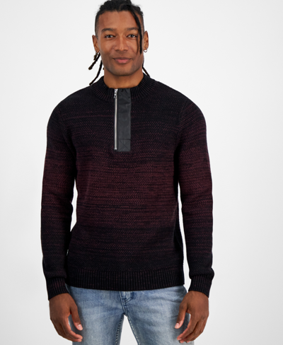 Inc International Concepts Men's Regular-fit Space-dyed 1/4-zip Mock Neck Sweater, Created For Macy's In Vintage Wine
