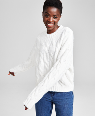 And Now This Women's Chunky Cable-knit Sweater, Created For Macy's In Calla Lily