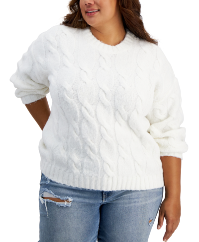 And Now This Trendy Plus Size Cable-knit Sweater In Calla Lilly