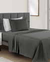 Sunham Microfiber Easy Care Solid 3-pc. Sheet Set, Twin In Dark Gray