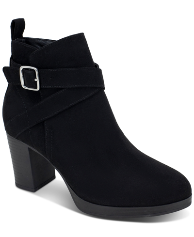 Style & Co Zaharaa Buckled Dress Booties, Created For Macy's In Black Micro