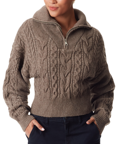 Sam Edelman Women's Jorden Quarter-zip Cable-knit Sweater In Brown