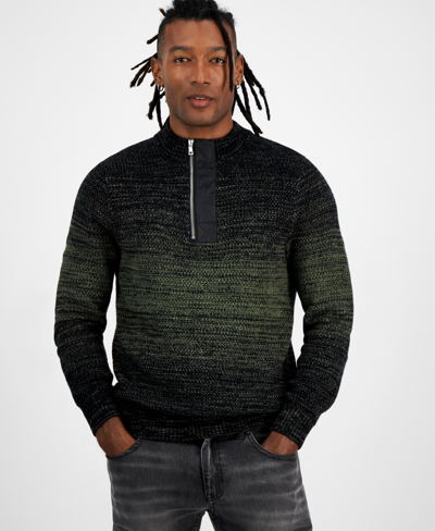 Inc International Concepts Men's Regular-fit Space-dyed 1/4-zip Mock Neck Sweater, Created For Macy's In Green Tea Leaf