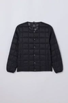 Taion Crew Neck Button Down Jacket - Charcoal In Black