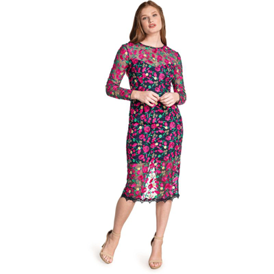Dress The Population Sophia Floral Embroidered Dress In Blue