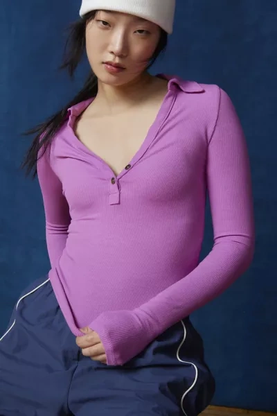 Bdg Taylor Polo Top In Purple, Women's At Urban Outfitters