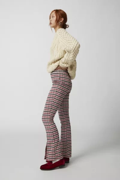 Urban Renewal Remnants Plaid Front Slit Pant In Red At Urban Outfitters