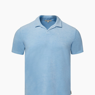 Onia Towel Terry Johnny Collar Polo In Blue