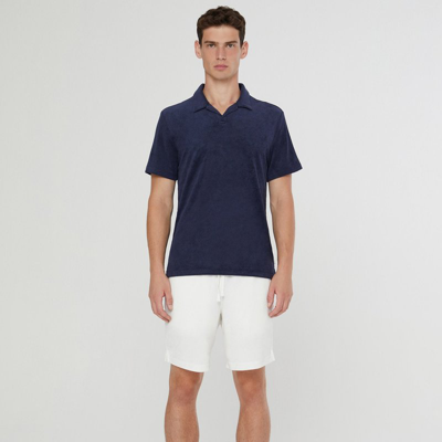 Onia Towel Terry Johnny Collar Polo In Blue