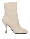 3juin Woman Ankle Boots Beige Size 6 Soft Leather In White