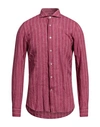 Alessandro Gherardi Man Shirt Garnet Size 15 ¾ Linen In Red