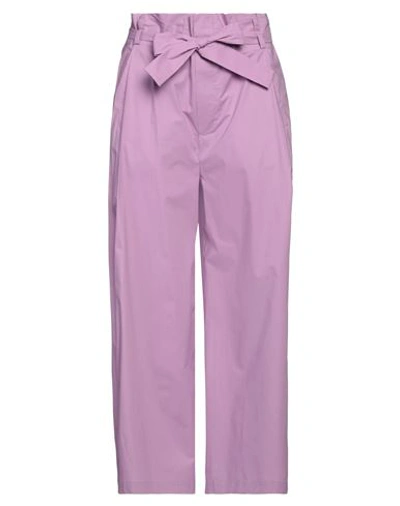 Erika Cavallini Woman Pants Light Purple Size 8 Cotton, Elastane
