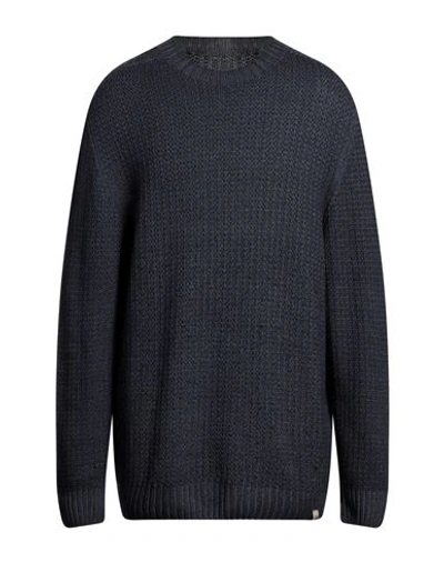 H953 Man Sweater Midnight Blue Size 46 Merino Wool In Blue