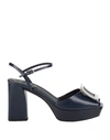 Roger Vivier Woman Sandals Midnight Blue Size 9.5 Calfskin