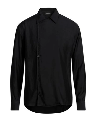 Emporio Armani Man Shirt Black Size M Lyocell, Silk
