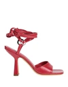 By Far Woman Sandals Red Size 7 Soft Leather