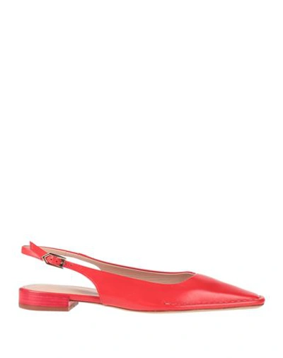 Tod's Woman Ballet Flats Red Size 7 Leather