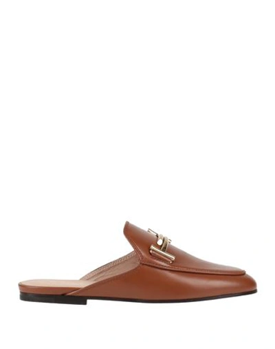 Tod's Round Head Muller Shoes In Brown