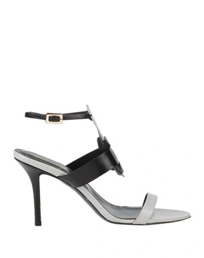 Roger Vivier Woman Sandals Light Grey Size 9.5 Soft Leather