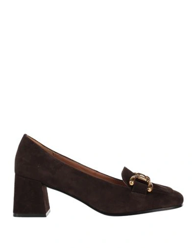 Bibi Lou Woman Loafers Dark Brown Size 10 Soft Leather In Brown