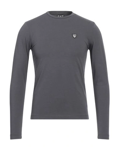 Ea7 Man T-shirt Steel Grey Size M Cotton, Elastane