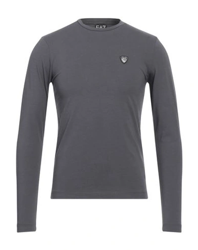 Ea7 Man T-shirt Charcoal Size Xs Cotton, Elastane In Grey