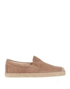 Tod's Woman Espadrilles Light Brown Size 11 Soft Leather In Beige