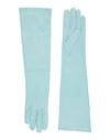 Maison Margiela Woman Gloves Turquoise Size M Ovine Leather In Blue